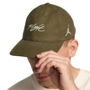 Air Jordan Flight Fly Unstructured Olive Green Strapback Hat Size M/L HF6241-222